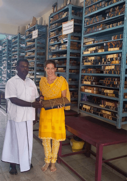 Palm-leaf manuscript archive with preserved bundles in Tamil Nadu